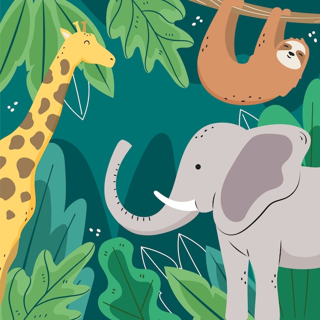 Ilustração plana para o dia mundial da vida selvagem com flora e fauna