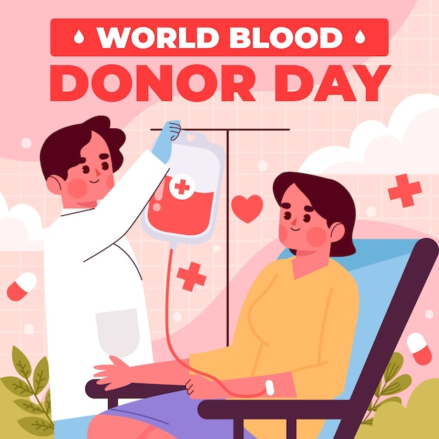 Vetor ilustração plana para o dia mundial do doador de sangue