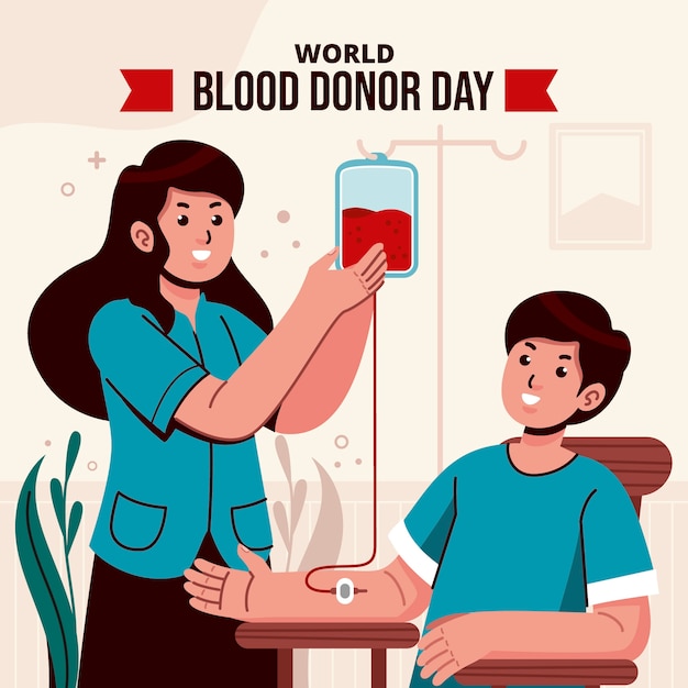 Vetor ilustração plana para o dia mundial do doador de sangue