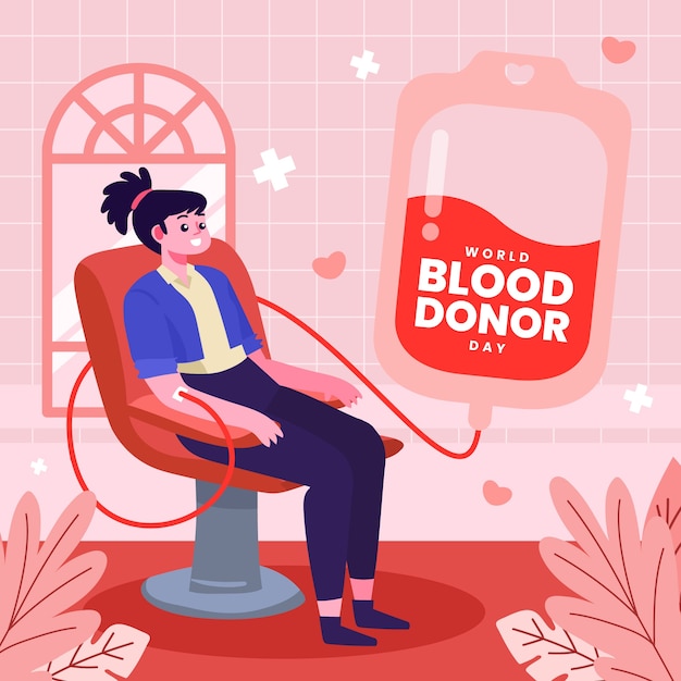 Ilustração plana para o dia mundial do doador de sangue