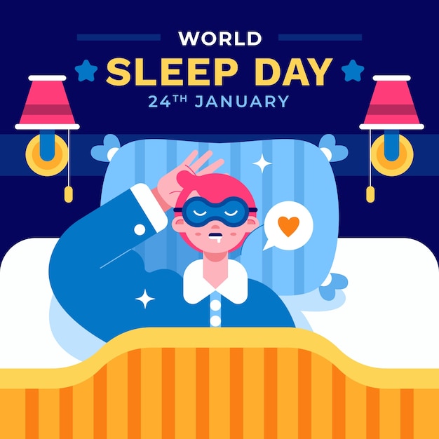 Ilustração plana para o dia mundial do sono.