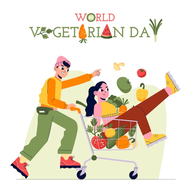 Vetor ilustração plana para o dia mundial do vegetariano