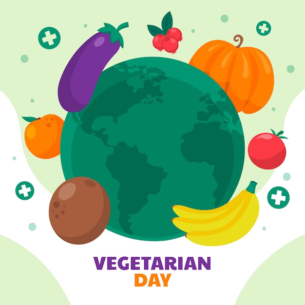 Ilustração plana para o dia mundial do vegetariano