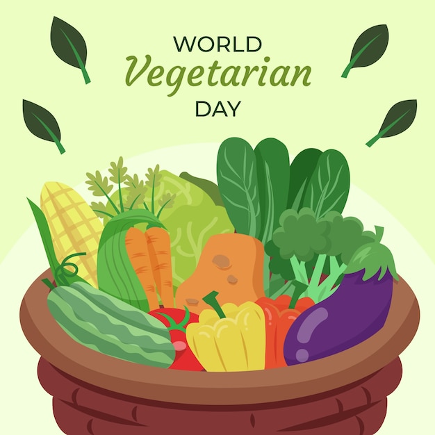 Vetor ilustração plana para o dia mundial do vegetariano