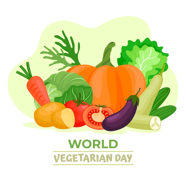 Ilustração plana para o dia mundial do vegetariano