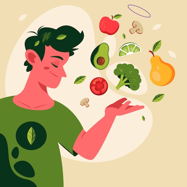 Vetor ilustração plana para o dia mundial do vegetariano