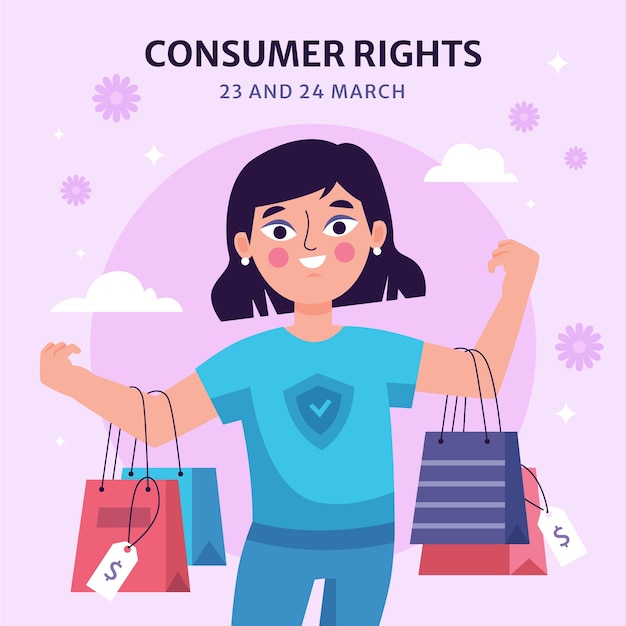 Vetor ilustração plana para o dia mundial dos direitos do consumidor.