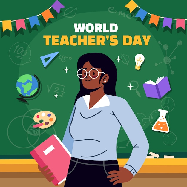 Ilustração plana para o Dia Mundial dos Professores
