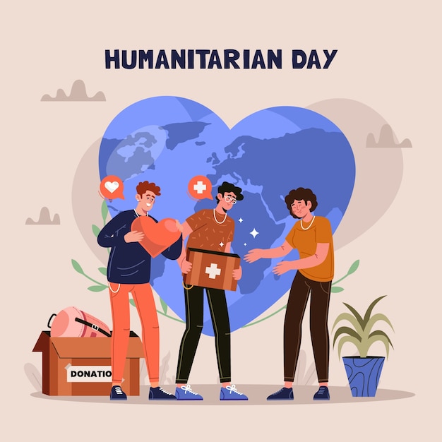 Vetor ilustração plana para o dia mundial humanitário