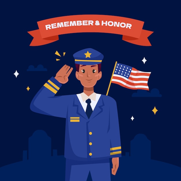 Ilustração plana para o feriado do memorial day dos eua