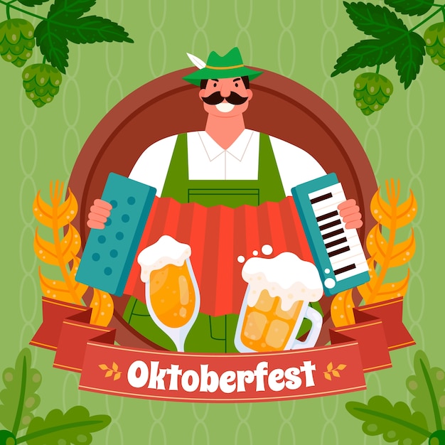 Ilustração plana para o festival oktoberfest