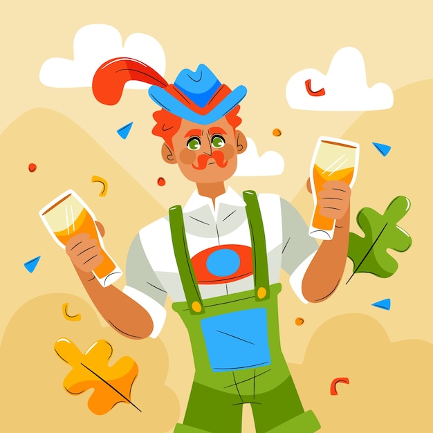 Vetor ilustração plana para o festival oktoberfest