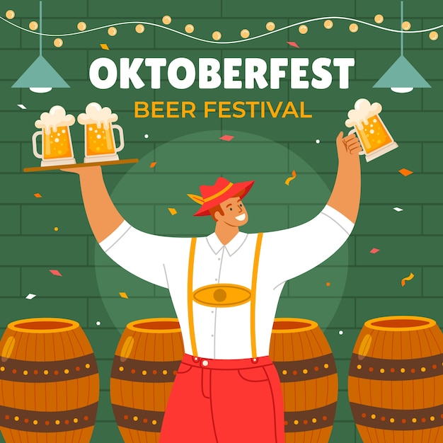 Vetor ilustração plana para o festival oktoberfest