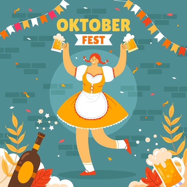 Ilustração plana para o festival oktoberfest