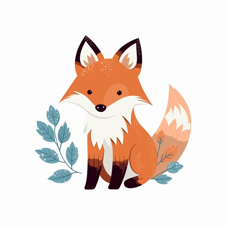 Vetor ilustração plana para o outono aquarela raposa animal de desenho animado