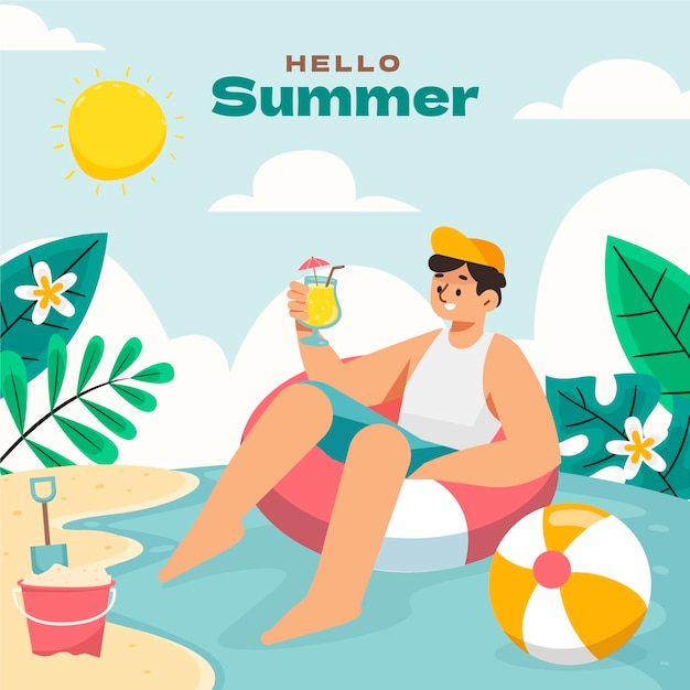 Ilustração plana para o verão