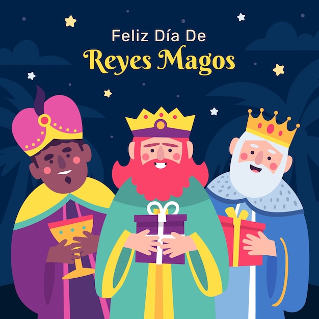 Vetor ilustração plana para reyes magos