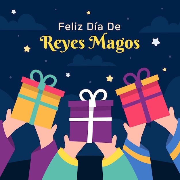 Ilustração plana para reyes magos