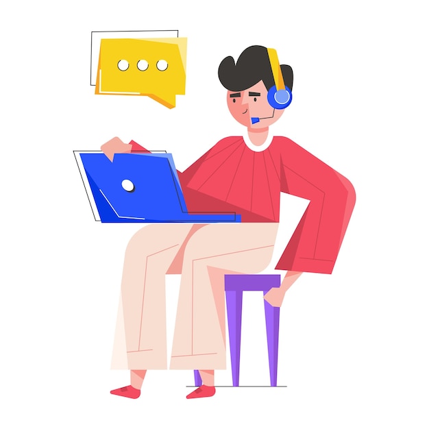 Ilustração plana premium do representante do cliente
