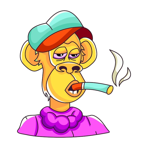 Ilustração plana única de macaco fumando