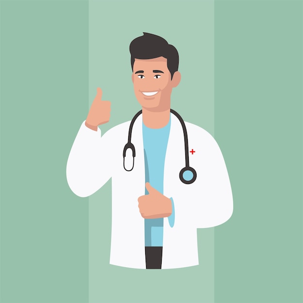Ilustração plana vetorial de desenhos animados de Young Doctor