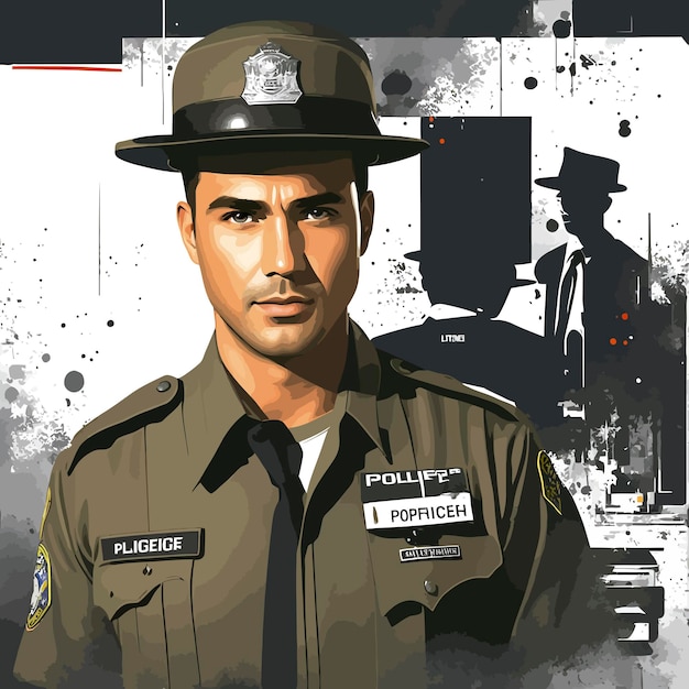 Ilustração polícia cartoon pop art