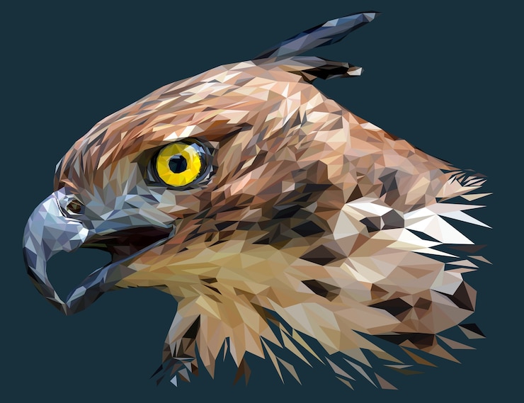 Vetor ilustração poligonal da cabeça do hawk eagle mutável