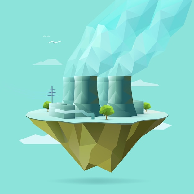 Vetor ilustração poligonal da energia nuclear