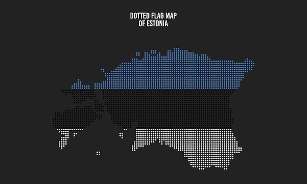 Ilustração pontilhada do mapa da bandeira da Estônia