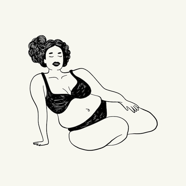 Vetor ilustração positiva do corpo do feminismo com figura feminina minimalista