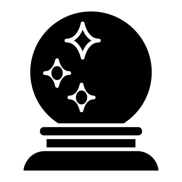 Ilustração preta sólida de glyph de bola de cristal