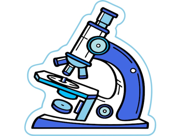 Ilustração profissional de microscópio azul Gráfico vetorial Educação científica