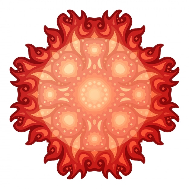 Ilustração quente bonita com design vermelho oriental flamejante