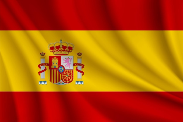 Ilustração realista da bandeira da Espanha Vetor da bandeira da Espanha