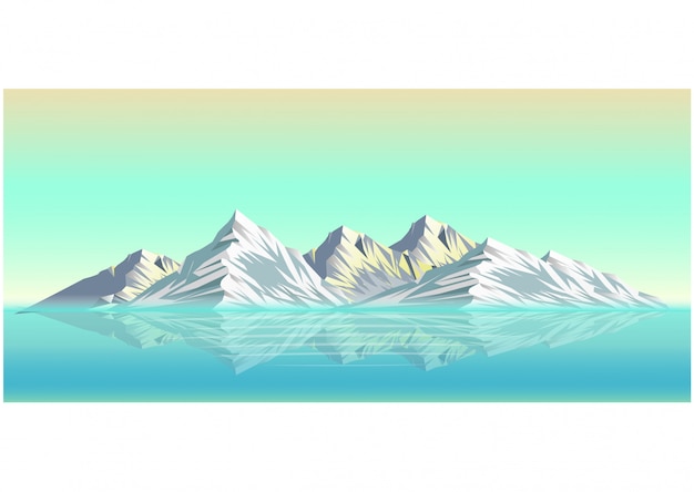 Ilustração realista da paisagem de montanha de neve