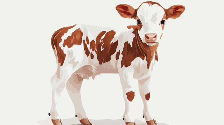 Vetor ilustração realista de bezerro em fundo branco para projetos de design gráfico