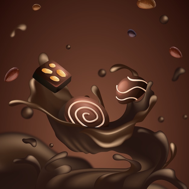 Ilustração realista de chocolate