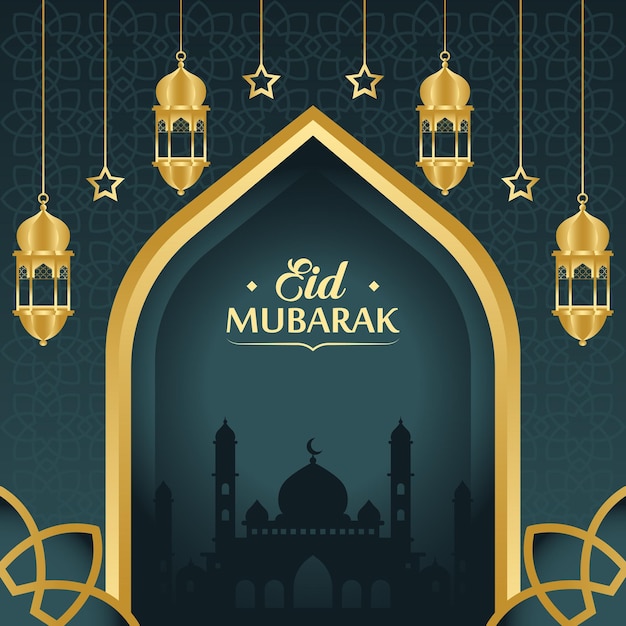 Ilustração realista de eid al-fitr Vetor Premium