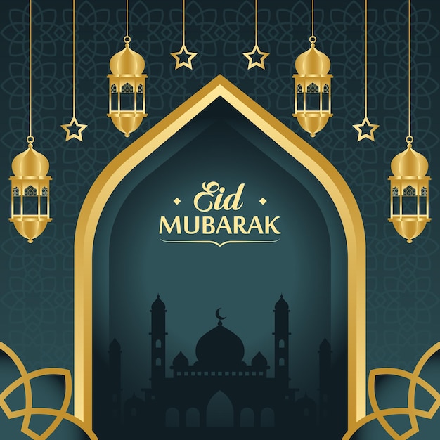 Ilustração realista de eid al-fitr vetor premium