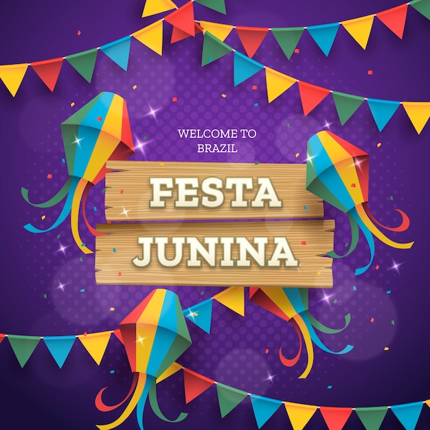 Ilustração realista de festas juninas