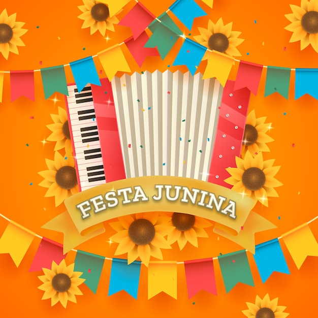 Ilustração realista de festas juninas