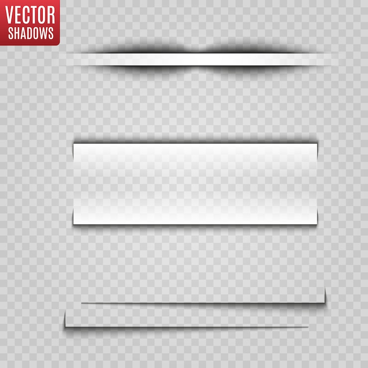 Vetor ilustração realista de sombra transparente. divisor de página com sombras transparentes isoladas.