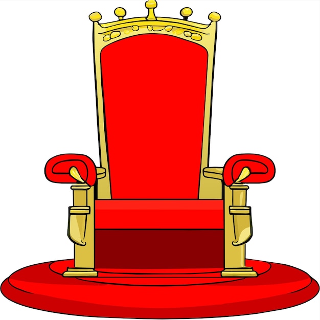 Vetor ilustração realista de um antigo trono real vermelho