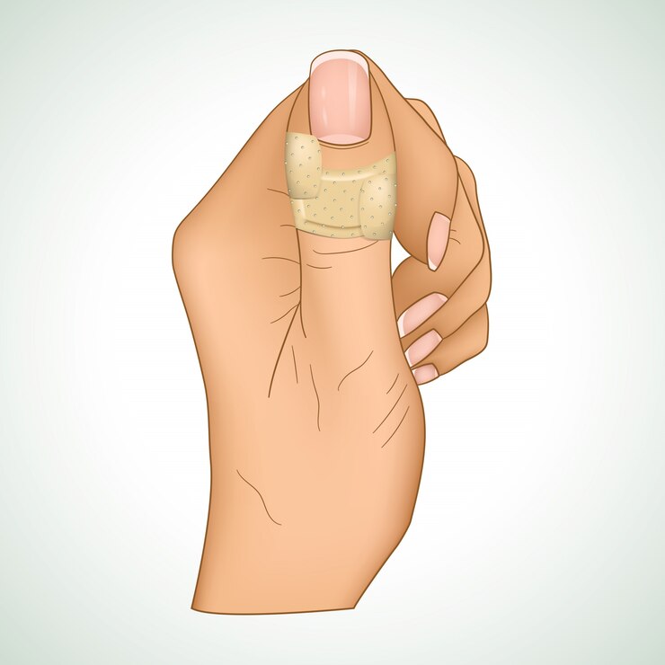Vetor ilustração realista de um remendo médico em um polegar