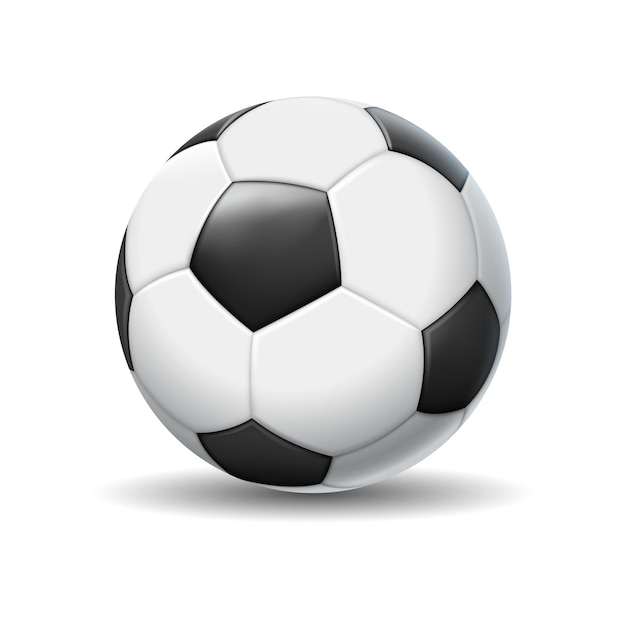 Vetor ilustração realista de uma bola de futebol em fundo branco