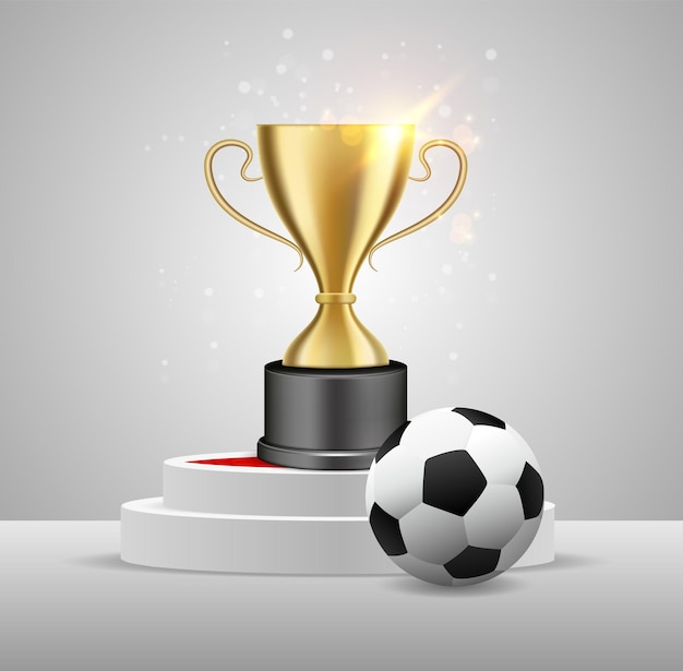 Ilustração realista de vetor de prêmio de vencedor de campeonato de futebol