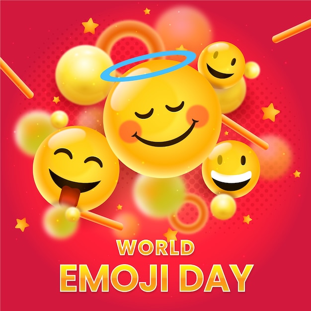 Ilustração realista do dia mundial emoji com emoticons