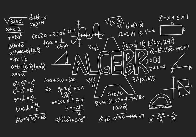 Ilustração realista do fundo do quadro-negro de matemática