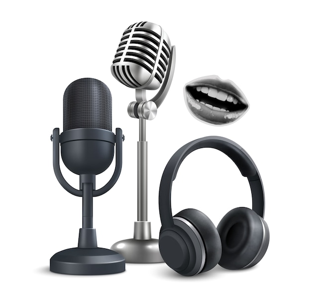 Ilustração realista do podcast