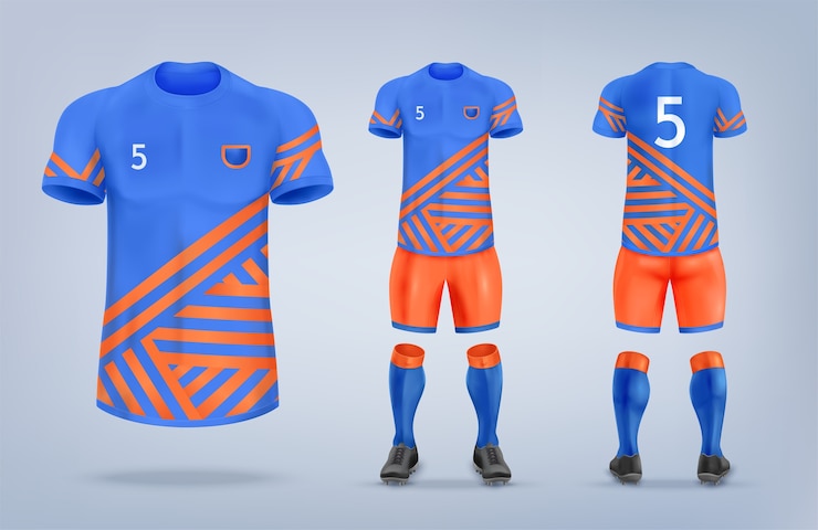 Vetor ilustração realista do uniforme corporativo de futebol